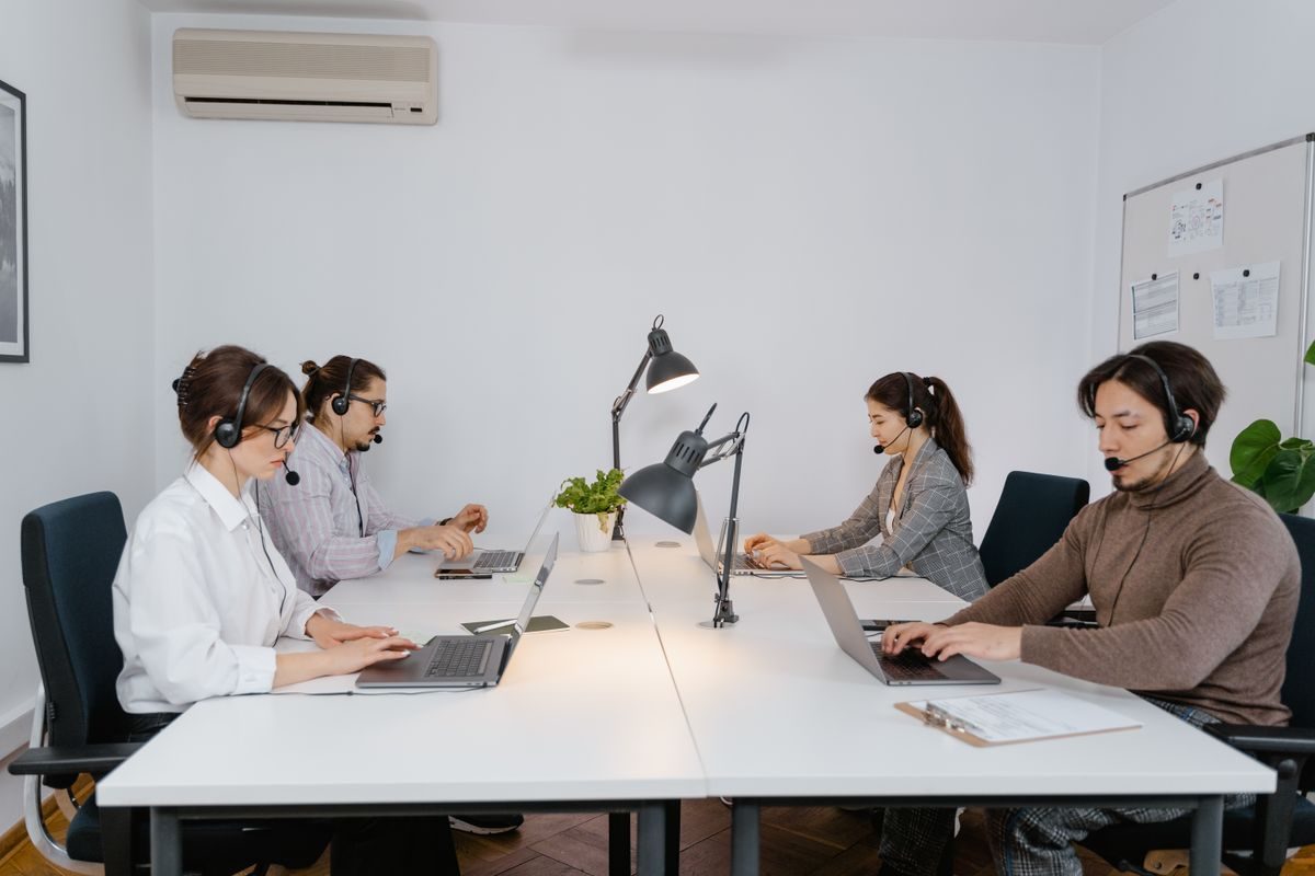 A team working in a modern office